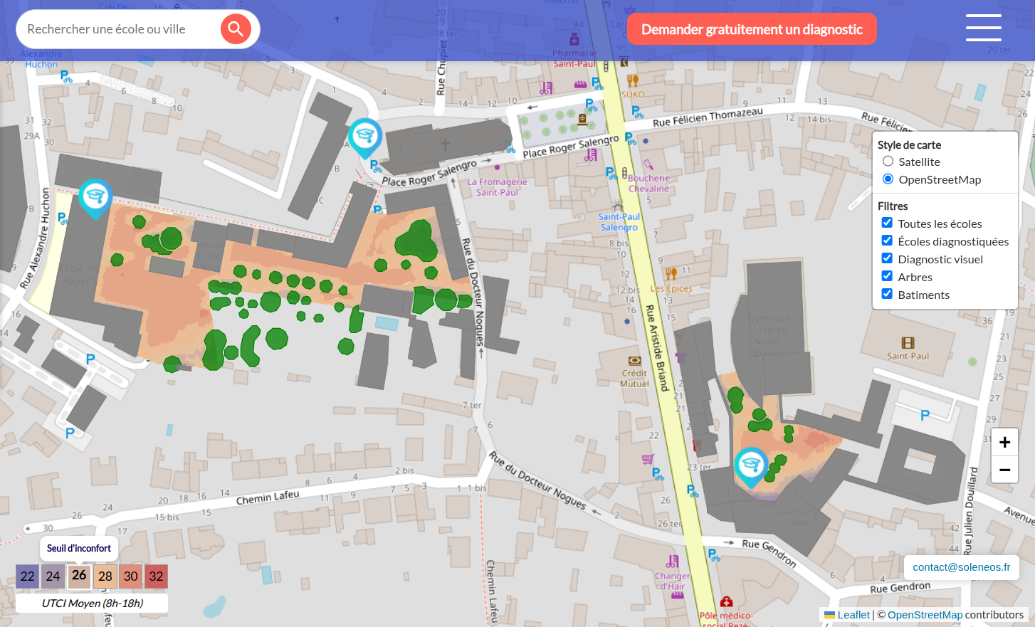 Une carte interactive pour analyser le confort thermique des cours d’école